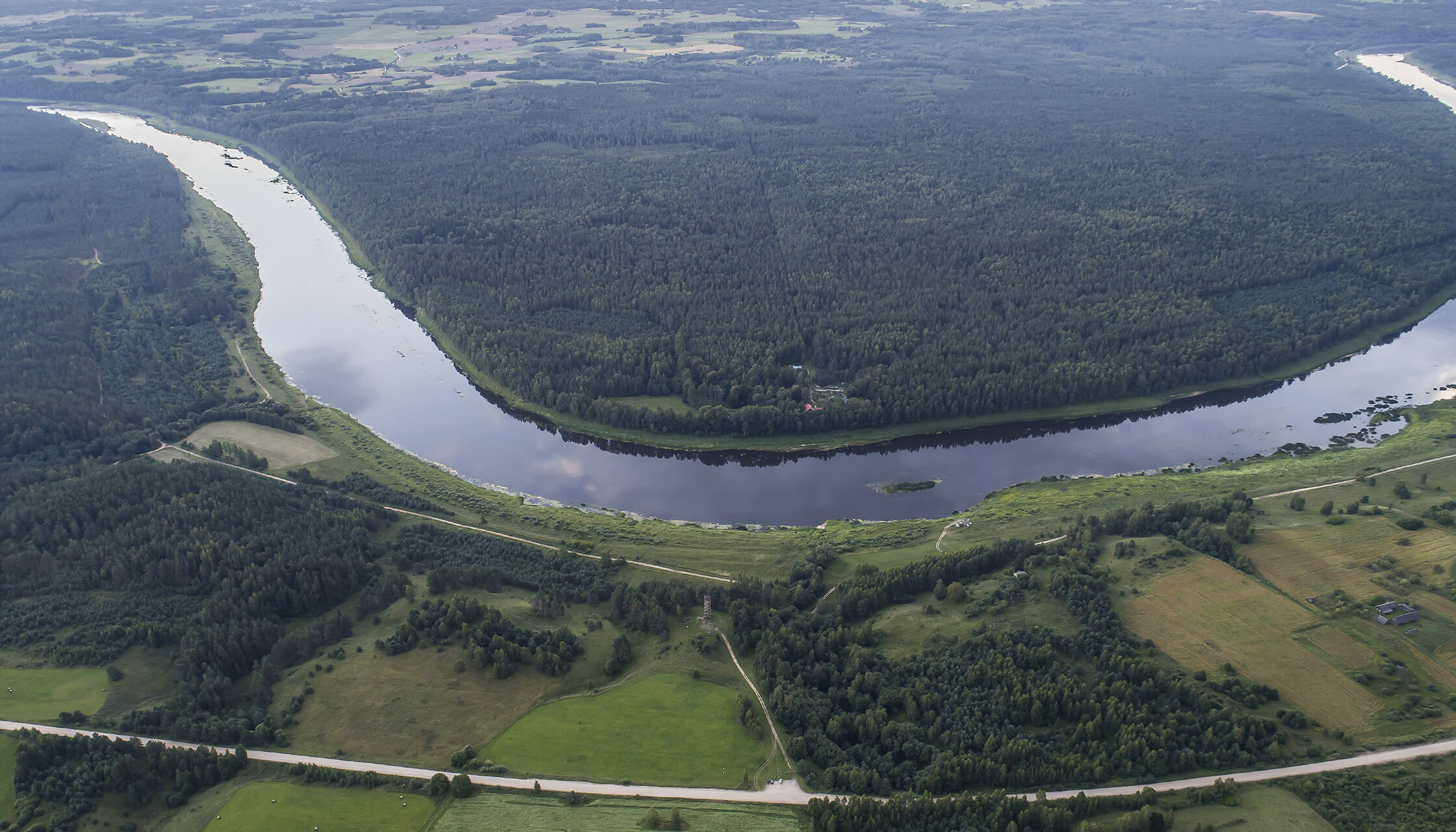 Latvia's largest river Daugava makes eight curves in the nature park 